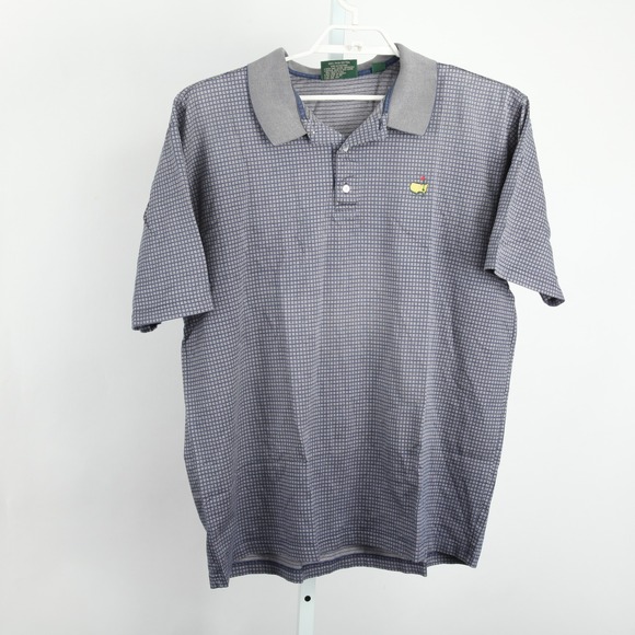 Amen Corner Masters Golf Polo Shirt Mens XL Blue Geometric Short Sleeve - Picture 2 of 11